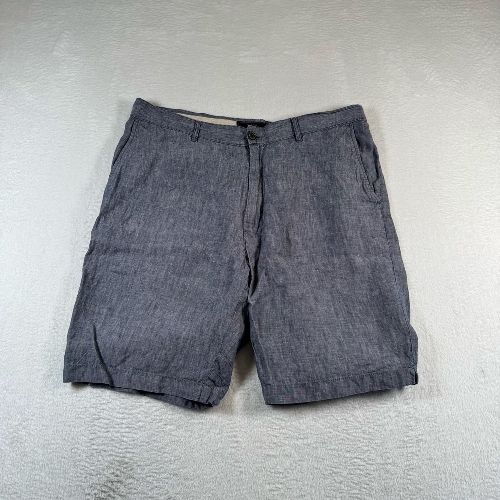Jos.‎ A. Bank Reserve Shorts Mens 35 Blue 11 In Inseam Linen Chino Casual Summer
